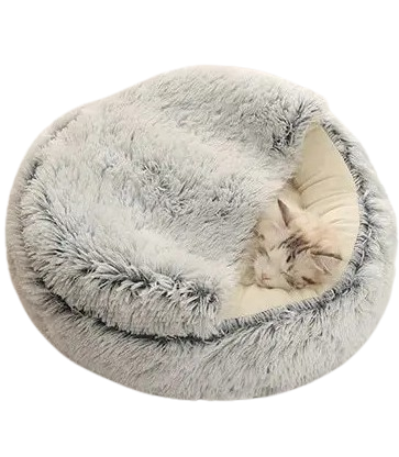 Soft Sleeping Nest Cave with Cover Round for Small Kittens