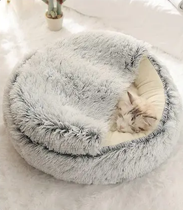 Soft Sleeping Nest Cave with Cover Round for Small Kittens