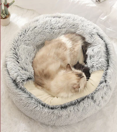 Soft Sleeping Nest Cave with Cover Round for Small Kittens