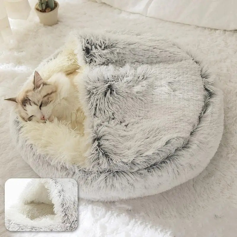 Soft Sleeping Nest Cave with Cover Round for Small Kittens